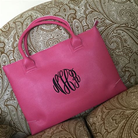 fake leather monogrammed tote bags|leather tote bag personalized.